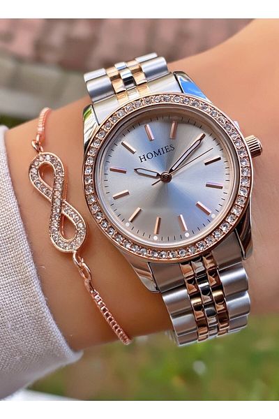 Homies Silver Women's Wristwatch and Bracelet Gift