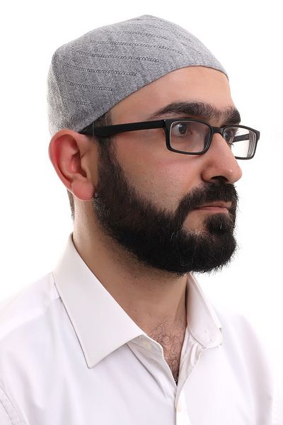 ihvanonline Gray Winter Cross Patterned Woven Skullcap