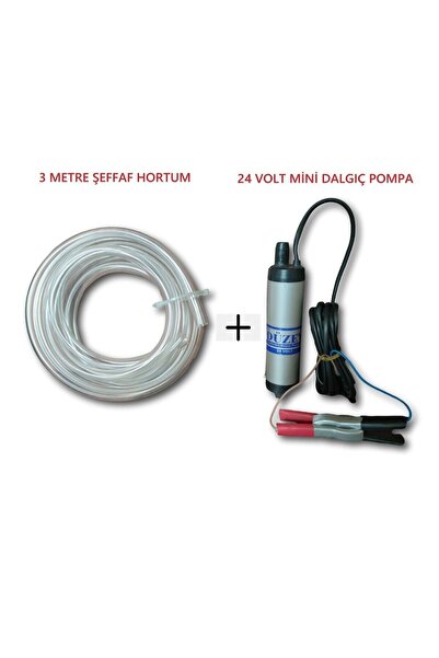 DÜZEY POMPA Düzey 24 VOLT MİNİ(KÜÇÜK) DALGIÇ MAZOT AKTARMA(SIVI TRANSFER) POMPASI+3METRE HORTUM SETİ(SU,SÜT,YAĞ)