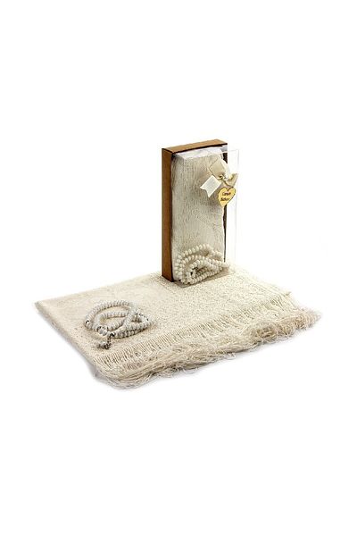 İhvan Mevlid Gift Set - With Prayer Beads - With Shawl Cover - Cream Color