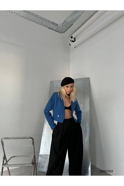 PleasureOfSilk Jachetă Crop Tweed - Crop relaxat