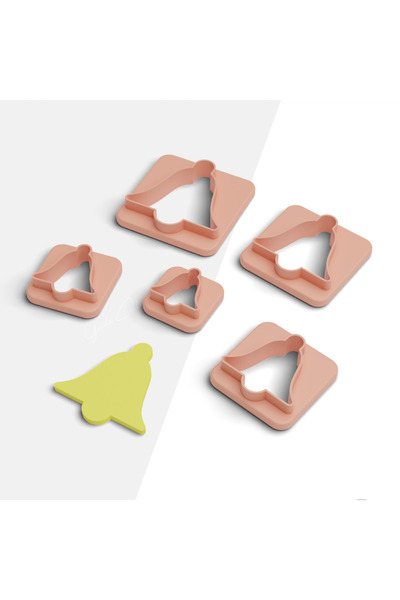 brocutters قالب قطع من طين البوليمر لجرس رأس السنة - مع حلق وقالب كوكيز، 5 مق...