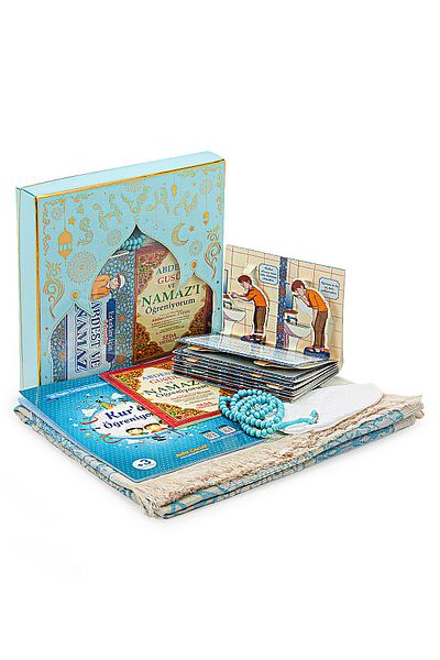 ihvanonline Blue Three-Dimensional Prayer Yasin and Prayer Rug Set for My Son