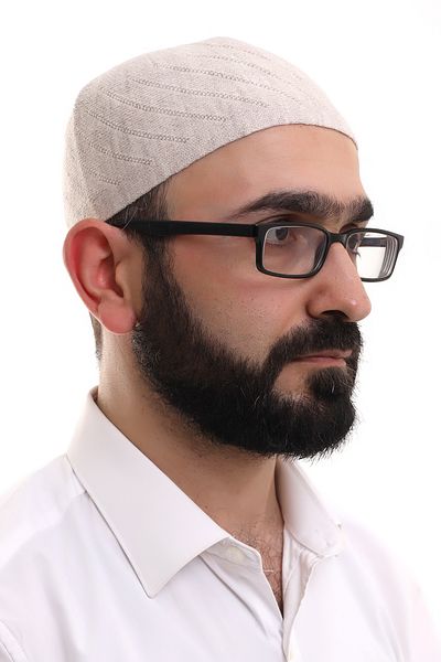 ihvanonline Cream Winter Cross Patterned Woven Skullcap