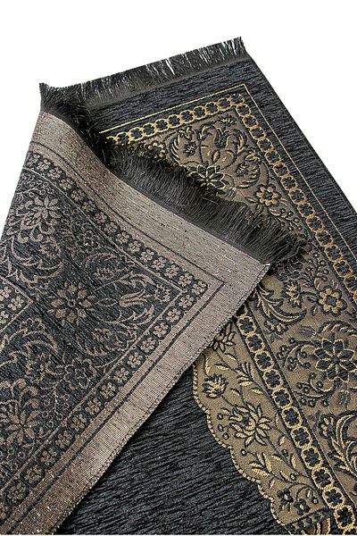 ihvanonline Luxury Certified Thick Chenille Prayer Rug Black