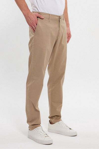 TheSeason Men's Summer Beige Gabardine Cotton Linen Slim Fit Stretchy Chino Pants