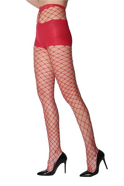 Daymod Women's Red Pantyhose with Mesh Waist