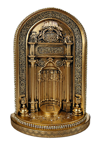 İhvan Cami Mihrabı Kristal Taş Süslemeli Dini Hediyelik Biblo Sarı