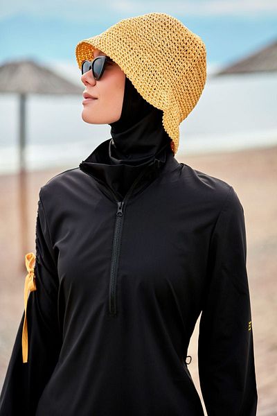 Marina Yellow Straw Hat - Hand Knitted, Model 14399