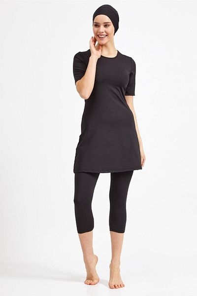 Adasea Maresiva 0572-22 Black Oversize Semi-Closed Hijab Swimsuit
