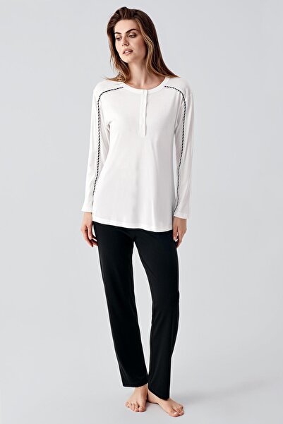 Artış Long Sleeve Stripe Flexible Ribbed Viscous Maternity Dressing Gown Pajama Set