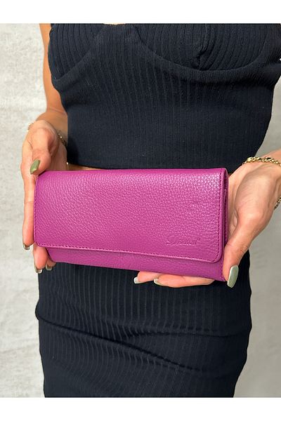 DERKON Purple Genuine Leather Women's Wallet - with Plenty of Eyes