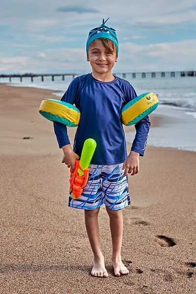 Marina Boy's Shorts - Navy Blue Patterned, B2430