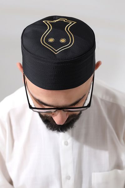 ihvanonline Sheriff Embroidered Black Quilted Prayer Skull