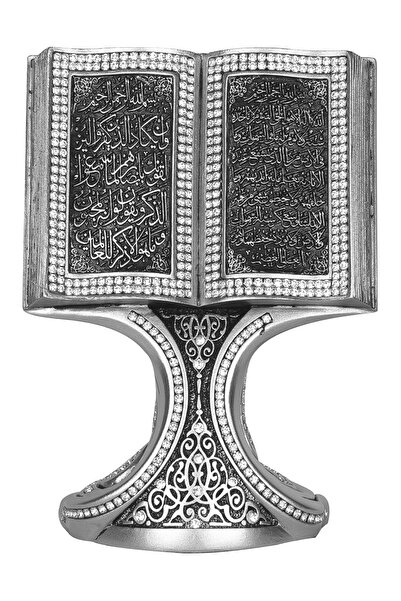 İhvan Ayetel Kürsi Nazar Ayeti Kristal Taşlı Dini Hediyelik Kitap Biblo Gümüş (ORTA BOY)