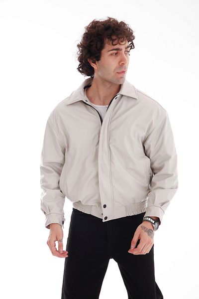 Gavazzi Ανδρικό Vintage Oversize Stone Δερμάτινο Μπουφάν - Ελαστική μέση