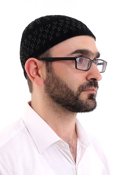 ihvanonline Χειμερινό Velvet Skullcap Wicker Pattern - Μαύρο-γκρι