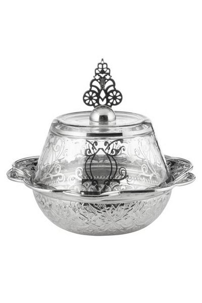 İhvan Hajj Umrah Glass Lid Sugar Bowl and Date Bowl