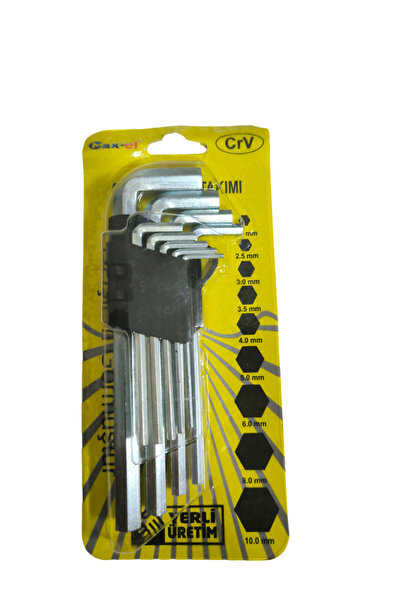 TOPALAKTİCARET Max-el 9 Parça Uzun Alyan Anahtar Takımı Seti Allen Anahtar Ta...