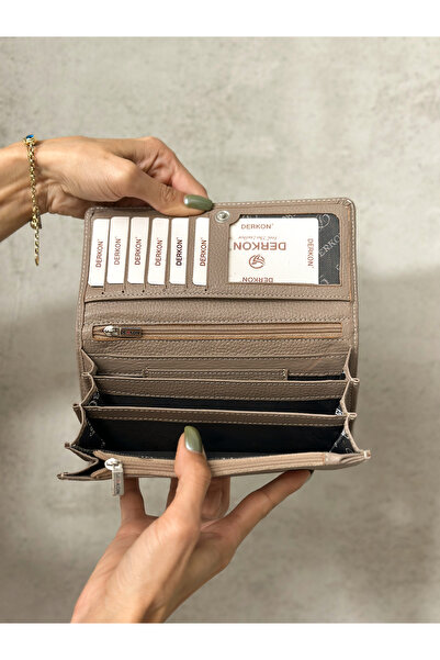 DERKON Dámská peněženka z pravé kůže Mink s množstvím oček