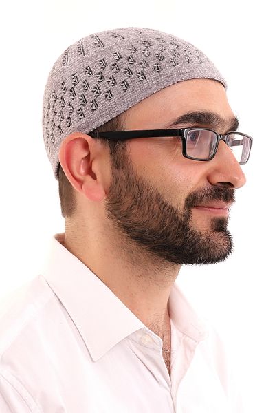 ihvanonline Gray Velvet Winter Skullcap - Straw Patterned