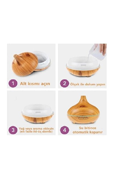 Genel Markalar Kahverengi 7 Led Işıklı Aromatik Oda Kokusu Hava Nemlendirici 550 Ml Aroma Difüzörü Buhar