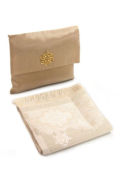İhvan Gold Colored Taffeta Prayer Rug - Slub Pouch