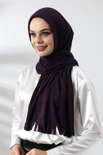 ihvanonline Dark Plum Hijab Ready Practical Corded Cotton Shawl
