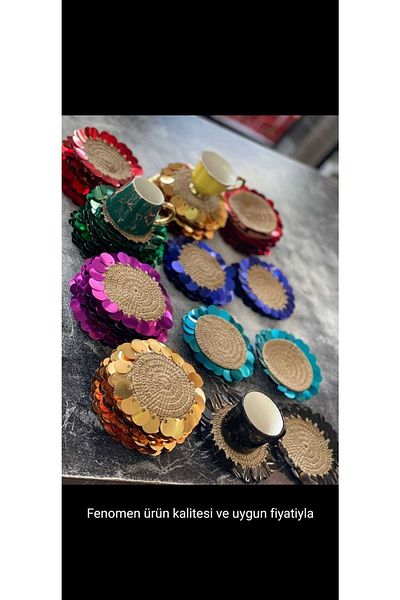 BÜŞRA Coffee Side Presentation Supla Sequined Napkin 6 Pieces