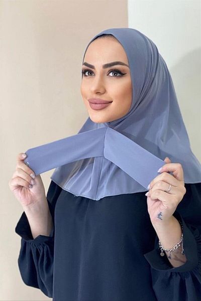 Organic Scarfs Γυναικείο Hijab Γκρι κούμπωμα γιακάς Hijap Bone Μοντέλο Κασκόλ