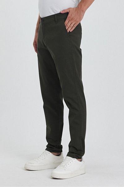 TheSeason Ανδρικό παντελόνι Chino με λεπτή εφαρμογή από βαμβακερό χακί Gabardine
