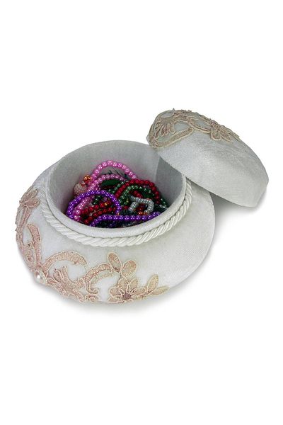 ihvanonline Round Velvet Covered Rosary and Jewelry Box
