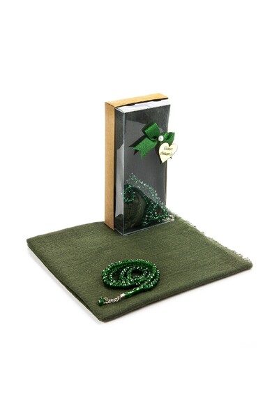 İhvan Mevlid Hediye Seti - Tesbihli - Örtülü - Yeşil Renk