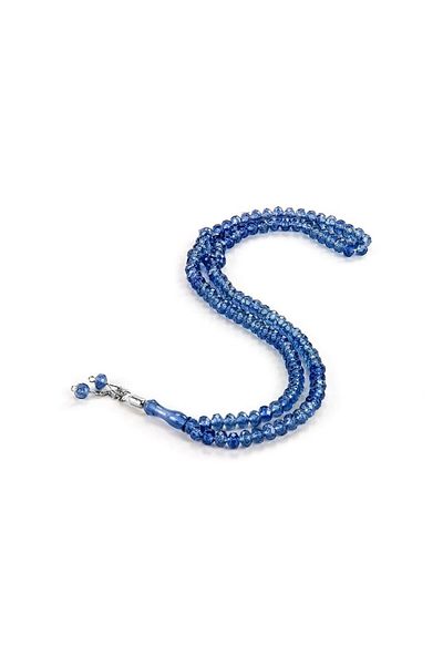 İhvan Midnight Blue 10 Pieces - Crystal Look 99' Rosary, Mevlüt Hajj Umrah Gift