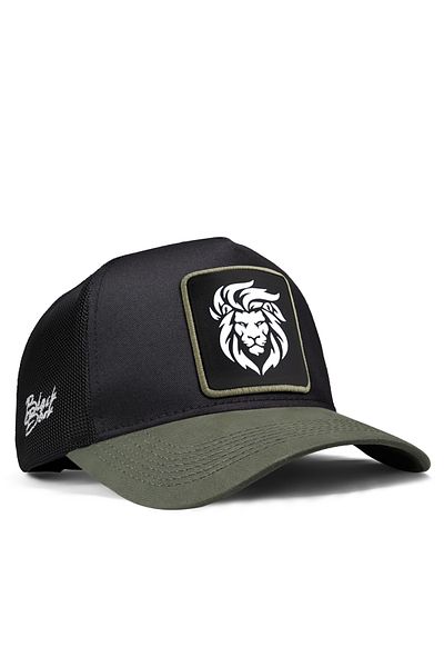 BlackBörk V1 Trucker Lion Unisex Khaki-Black Hat - Λογότυπο κωδικού 9sh με γείσο (CAP)