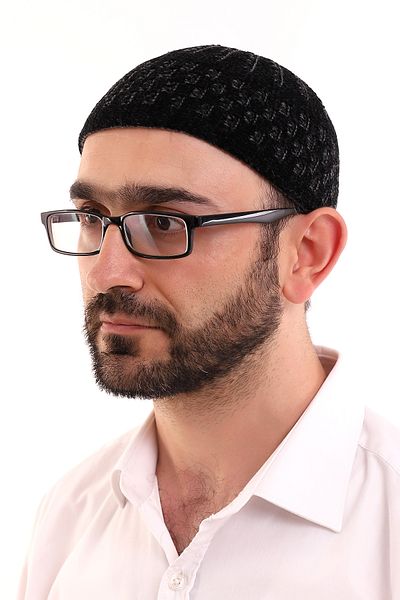 ihvanonline Χειμερινό Velvet Skullcap Wicker Pattern - Μαύρο-γκρι