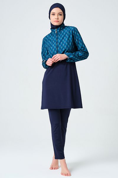 ALFASA Costum de baie cu model, cu acoperire integrală, hijab 23260-23 Bleumarin