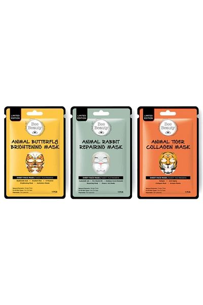 Bee Beauty Animal Mask 3-Piece Paper Mask Face Mask Set 3x25 gr