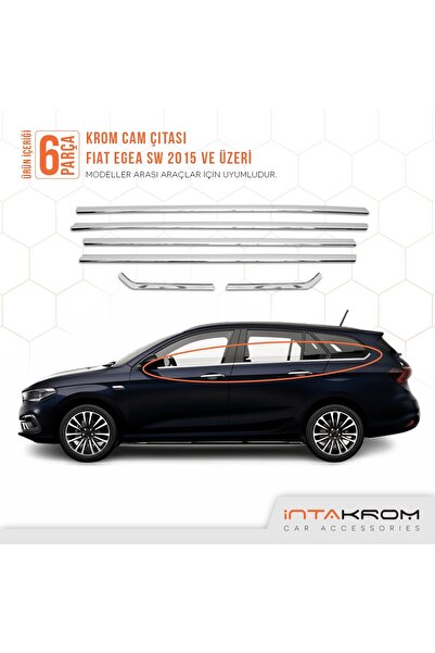 İntachrom Fiat Egea SW Krom Cam Çıtası 6 Parça 2015 ve Üzeri Paslanmaz Çelik