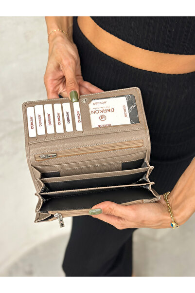 DERKON Dámská peněženka z pravé kůže Mink s množstvím oček