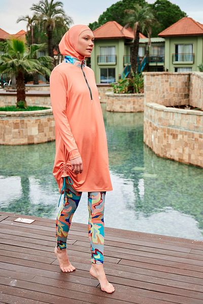 Marina Hijab Swimsuit - Lycra and Powder Full Covered, M2470