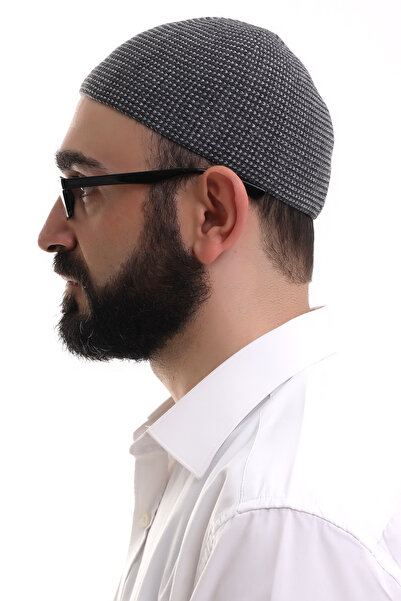 ihvan online Black Winter Dot Patterned Orlon Prayer Skull