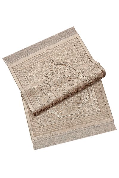 ihvanonline Brown Velvet Prayer Rug - Pearl Velvet Pearl Detailed