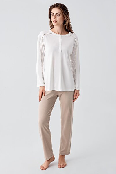 Artış Long Sleeve Stripe Flexible Ribbed Viscous Maternity Dressing Gown Pajama Set