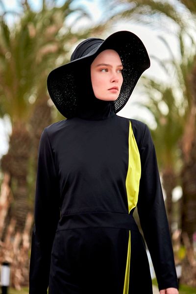 Marina Full Covered Parachute Black Hijab Swimsuit - M2420