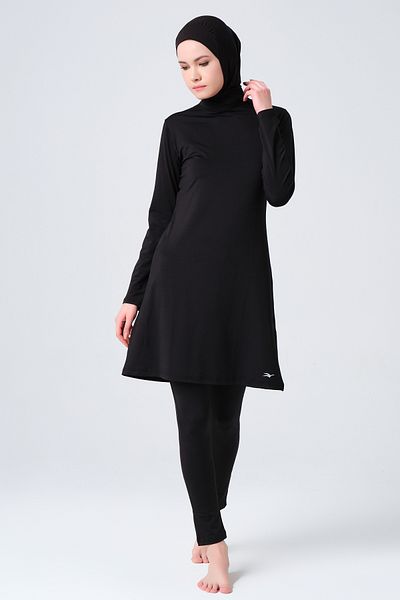 ALFASA Full Covered Basic Hijab Swimsuit - Black 23600-23