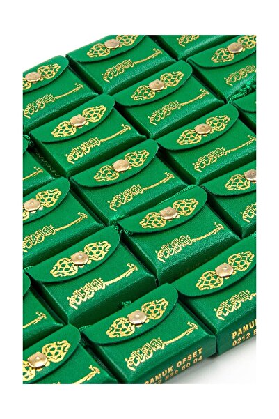 İhvan Deri Çantalı Mini Kuranı Kerim - Sade Arapça - Yeşil Renk - 25 Adet