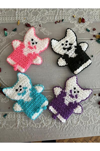 Dantelux Cat Handcrafted Bath Loofah 4 Pieces