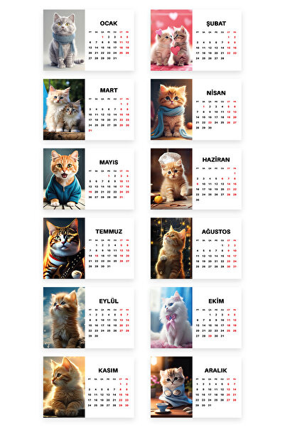 Harikalar Ofisi 2025 Kedi Temalı Stantlı Masa Takvimi