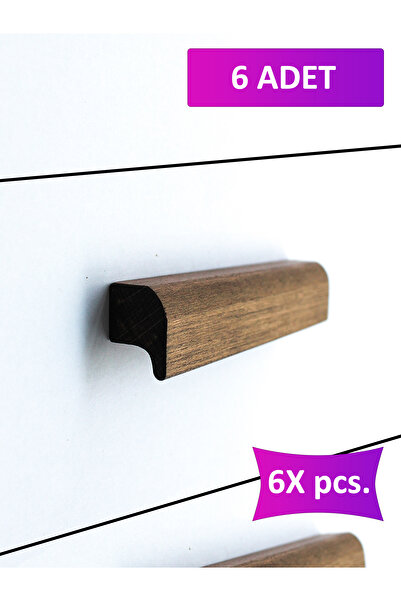 merbiles 6 Adet Oval Ahşap Kulp 25,6 Cm (256 MM) Çekmece Kulpu Modern Dolap K...